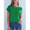 imageSHEWIN Womens Tops Crewneck Cable Knit Short Sleeve Sweater Loose Lightweight Blouses Dressy Casual Pullover Sweaters TopDark Green