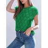 imageSHEWIN Womens Tops Crewneck Cable Knit Short Sleeve Sweater Loose Lightweight Blouses Dressy Casual Pullover Sweaters TopDark Green