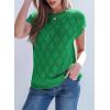 imageSHEWIN Womens Tops Crewneck Cable Knit Short Sleeve Sweater Loose Lightweight Blouses Dressy Casual Pullover Sweaters TopDark Green