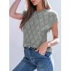 imageSHEWIN Womens Tops Crewneck Cable Knit Short Sleeve Sweater Loose Lightweight Blouses Dressy Casual Pullover Sweaters TopGray