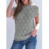 imageSHEWIN Womens Tops Crewneck Cable Knit Short Sleeve Sweater Loose Lightweight Blouses Dressy Casual Pullover Sweaters TopGray