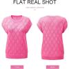 imageSHEWIN Womens Tops Crewneck Cable Knit Short Sleeve Sweater Loose Lightweight Blouses Dressy Casual Pullover Sweaters TopPink