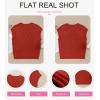 imageSHEWIN Womens Tops Crewneck Cable Knit Short Sleeve Sweater Loose Lightweight Blouses Dressy Casual Pullover Sweaters TopRacing Red