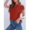 imageSHEWIN Womens Tops Crewneck Cable Knit Short Sleeve Sweater Loose Lightweight Blouses Dressy Casual Pullover Sweaters TopRacing Red