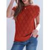 imageSHEWIN Womens Tops Crewneck Cable Knit Short Sleeve Sweater Loose Lightweight Blouses Dressy Casual Pullover Sweaters TopRacing Red