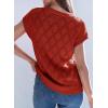 imageSHEWIN Womens Tops Crewneck Cable Knit Short Sleeve Sweater Loose Lightweight Blouses Dressy Casual Pullover Sweaters TopRacing Red