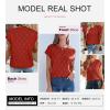 imageSHEWIN Womens Tops Crewneck Cable Knit Short Sleeve Sweater Loose Lightweight Blouses Dressy Casual Pullover Sweaters TopRacing Red