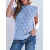 imageSHEWIN Womens Tops Crewneck Cable Knit Short Sleeve Sweater Loose Lightweight Blouses Dressy Casual Pullover Sweaters TopSky Blue