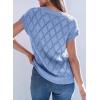imageSHEWIN Womens Tops Crewneck Cable Knit Short Sleeve Sweater Loose Lightweight Blouses Dressy Casual Pullover Sweaters TopSky Blue