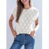imageSHEWIN Womens Tops Crewneck Cable Knit Short Sleeve Sweater Loose Lightweight Blouses Dressy Casual Pullover Sweaters TopWhite