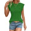 imageSHEWIN Womens Summer Tops Casual Crewneck Cap Sleeve Shirts Lightweight Crochet Knit Texture Tank Top BlousesDark Green