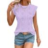imageSHEWIN Womens Summer Tops Casual Crewneck Cap Sleeve Shirts Lightweight Crochet Knit Texture Tank Top BlousesPurple