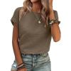 imageSHEWIN Womens Summer Tops Crewneck Short Sleeve T Shirts Casual Textured Work Shirt Loose BlousesDark Brown