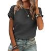 imageSHEWIN Womens Summer Tops Crewneck Short Sleeve T Shirts Casual Textured Work Shirt Loose BlousesDark Grey