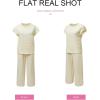 imageSHEWIN Womens Two Piece Fall Outfits Sweatsuits Casual Pullover Tops and Wide Leg Sweatpant Lounge SetsBeige