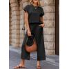 imageSHEWIN Womens Two Piece Fall Outfits Sweatsuits Casual Pullover Tops and Wide Leg Sweatpant Lounge SetsBlack