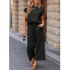 imageSHEWIN Womens Two Piece Fall Outfits Sweatsuits Casual Pullover Tops and Wide Leg Sweatpant Lounge SetsBlack