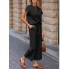 imageSHEWIN Womens Two Piece Fall Outfits Sweatsuits Casual Pullover Tops and Wide Leg Sweatpant Lounge SetsBlack