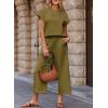 imageSHEWIN Womens Two Piece Fall Outfits Sweatsuits Casual Pullover Tops and Wide Leg Sweatpant Lounge SetsBrown