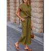 imageSHEWIN Womens Two Piece Fall Outfits Sweatsuits Casual Pullover Tops and Wide Leg Sweatpant Lounge SetsBrown