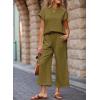 imageSHEWIN Womens Two Piece Fall Outfits Sweatsuits Casual Pullover Tops and Wide Leg Sweatpant Lounge SetsBrown