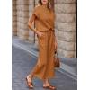 imageSHEWIN Womens Two Piece Fall Outfits Sweatsuits Casual Pullover Tops and Wide Leg Sweatpant Lounge SetsBuckskin