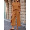imageSHEWIN Womens Two Piece Fall Outfits Sweatsuits Casual Pullover Tops and Wide Leg Sweatpant Lounge SetsBuckskin