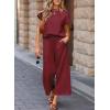 imageSHEWIN Womens Two Piece Fall Outfits Sweatsuits Casual Pullover Tops and Wide Leg Sweatpant Lounge SetsBurgundy