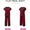 imageSHEWIN Womens Two Piece Fall Outfits Sweatsuits Casual Pullover Tops and Wide Leg Sweatpant Lounge SetsBurgundy