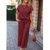 imageSHEWIN Womens Two Piece Fall Outfits Sweatsuits Casual Pullover Tops and Wide Leg Sweatpant Lounge SetsBurgundy