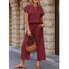 imageSHEWIN Womens Two Piece Fall Outfits Sweatsuits Casual Pullover Tops and Wide Leg Sweatpant Lounge SetsBurgundy