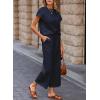 imageSHEWIN Womens Two Piece Fall Outfits Sweatsuits Casual Pullover Tops and Wide Leg Sweatpant Lounge SetsNavy Blue