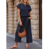 imageSHEWIN Womens Two Piece Fall Outfits Sweatsuits Casual Pullover Tops and Wide Leg Sweatpant Lounge SetsNavy Blue