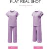imageSHEWIN Womens Two Piece Fall Outfits Sweatsuits Casual Pullover Tops and Wide Leg Sweatpant Lounge SetsOrchid Petal
