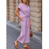 imageSHEWIN Womens Two Piece Fall Outfits Sweatsuits Casual Pullover Tops and Wide Leg Sweatpant Lounge SetsOrchid Petal