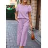 imageSHEWIN Womens Two Piece Fall Outfits Sweatsuits Casual Pullover Tops and Wide Leg Sweatpant Lounge SetsOrchid Petal