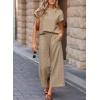 imageSHEWIN Womens Two Piece Fall Outfits Sweatsuits Casual Pullover Tops and Wide Leg Sweatpant Lounge SetsParchment