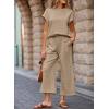 imageSHEWIN Womens Two Piece Fall Outfits Sweatsuits Casual Pullover Tops and Wide Leg Sweatpant Lounge SetsParchment
