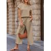 imageSHEWIN Womens Two Piece Fall Outfits Sweatsuits Casual Pullover Tops and Wide Leg Sweatpant Lounge SetsParchment