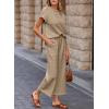 imageSHEWIN Womens Two Piece Fall Outfits Sweatsuits Casual Pullover Tops and Wide Leg Sweatpant Lounge SetsParchment