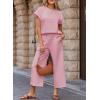 imageSHEWIN Womens Two Piece Fall Outfits Sweatsuits Casual Pullover Tops and Wide Leg Sweatpant Lounge SetsPink