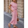 imageSHEWIN Womens Two Piece Fall Outfits Sweatsuits Casual Pullover Tops and Wide Leg Sweatpant Lounge SetsPink