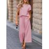 imageSHEWIN Womens Two Piece Fall Outfits Sweatsuits Casual Pullover Tops and Wide Leg Sweatpant Lounge SetsPink