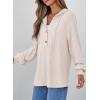 imageSHEWIN Fall Women Oversized Hoodies Spring V Neck Sweatshit 2025Apricot
