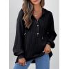 imageSHEWIN Fall Women Oversized Hoodies Spring V Neck Sweatshit 2025Black