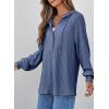 imageSHEWIN Fall Women Oversized Hoodies Spring V Neck Sweatshit 2025Dark Blue