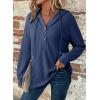 imageSHEWIN Fall Women Oversized Hoodies Spring V Neck Sweatshit 2025Dark Blue