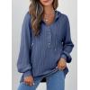 imageSHEWIN Fall Women Oversized Hoodies Spring V Neck Sweatshit 2025Dark Blue