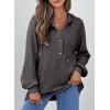 imageSHEWIN Fall Women Oversized Hoodies Spring V Neck Sweatshit 2025Dark Grey