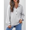 imageSHEWIN Fall Women Oversized Hoodies Spring V Neck Sweatshit 2025Grey